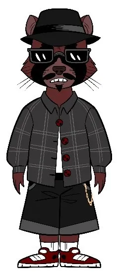 Thiago the raccoon character from Colombia in The Cats and The Coons teaching protection, courage, fear, and family loyalty
